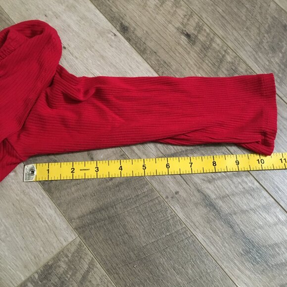 Flamenco Red Ruffle Collar 3/4 Sleeve Bamboo Bodysuit - Picture 15 of 15